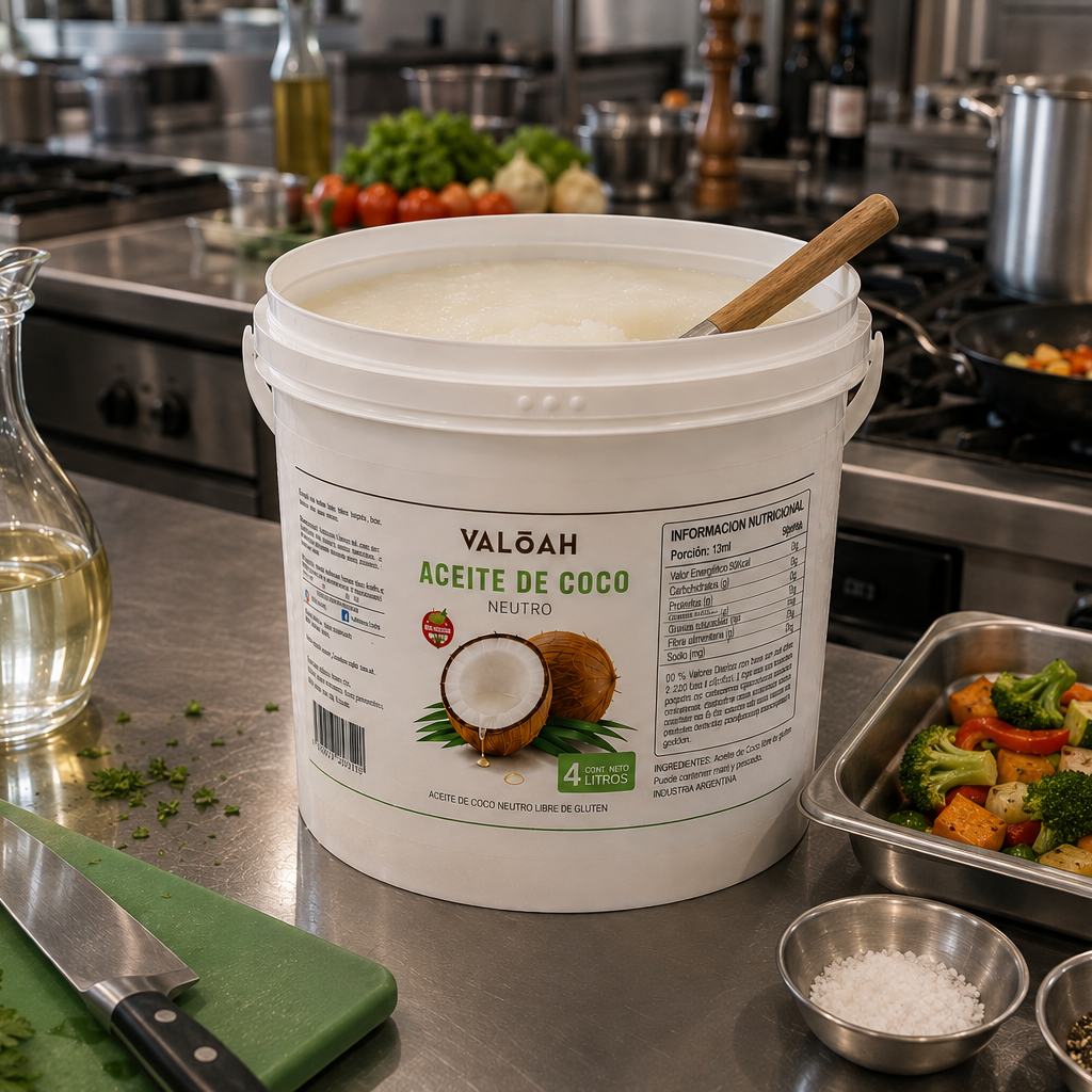 Aceite de Coco Valoah en una cocina profesional