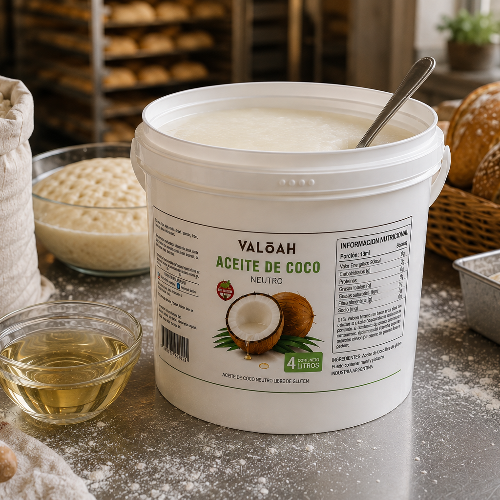 Aceite de Coco Valoah en un entorno de panadería