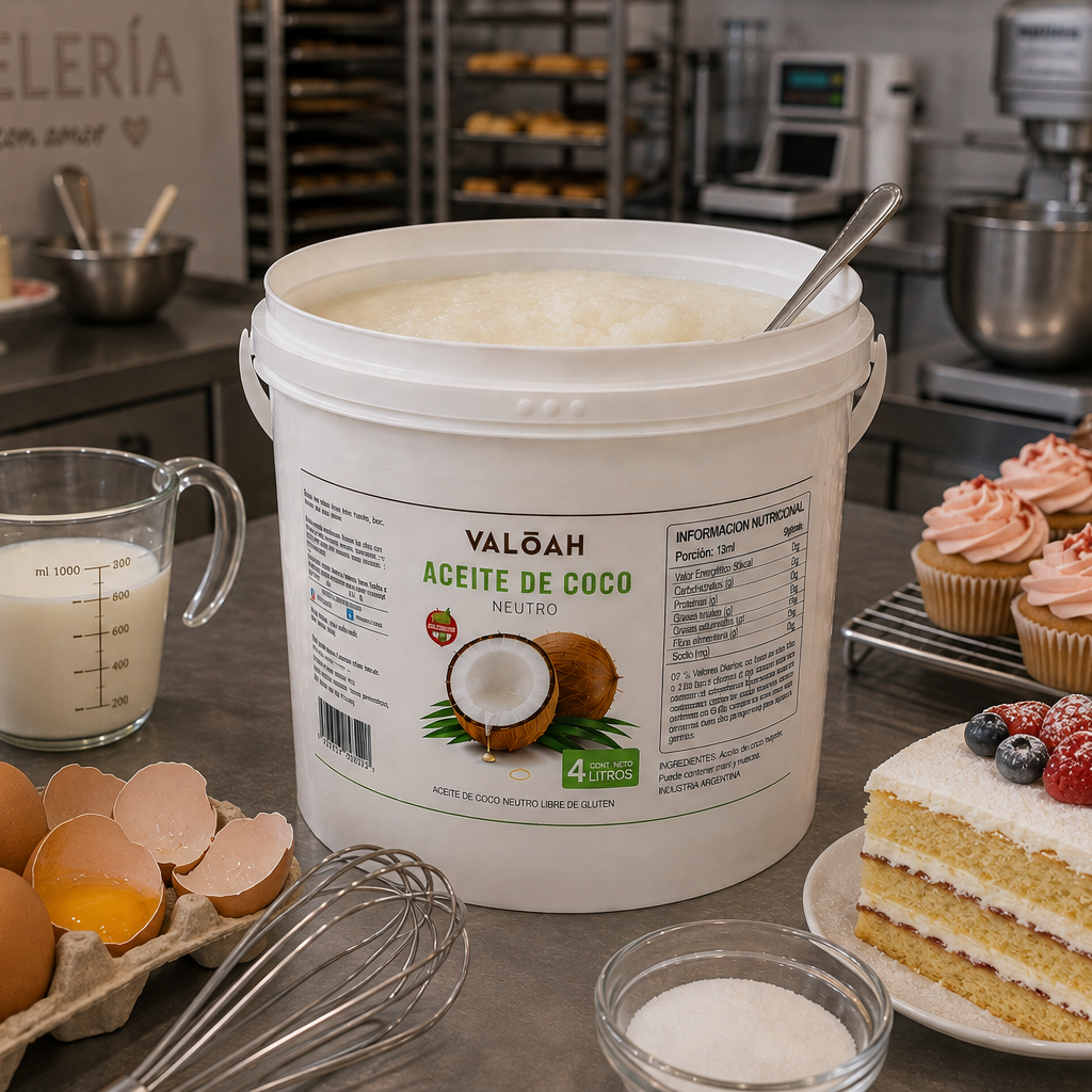 Aceite de Coco Valoah en un entorno de repostería